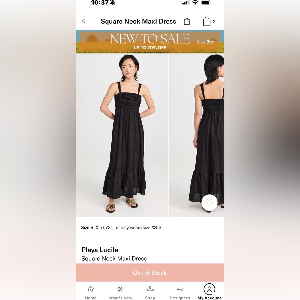 NWT Playa Lucila black maxi dress xs
